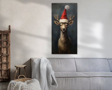 Deer with a Santa Hat On by Whale & Sons