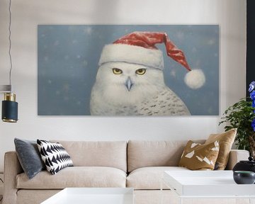 Sneeuwuil met een kerstmuts op van Whale & Sons