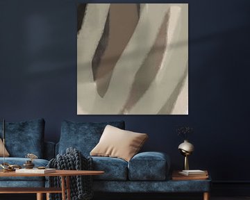 Moderne abstracte minimalistische kunst. Lijnen en vormen in bruin, beige van Dina Dankers