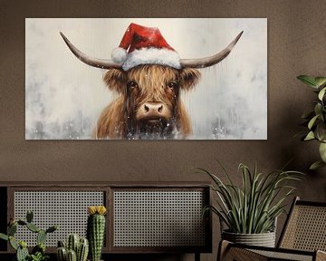 Scottish Highlander with Christmas bonnet by Whale & Sons
