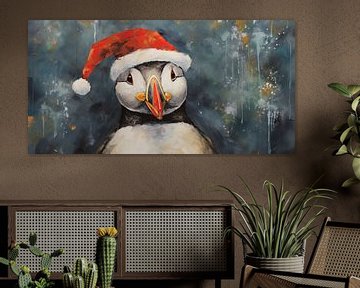 Puffin wearing a Santa hat by Whale & Sons