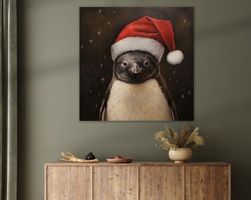 Pingouin portant un chapeau de Père Noël sur Whale & Sons