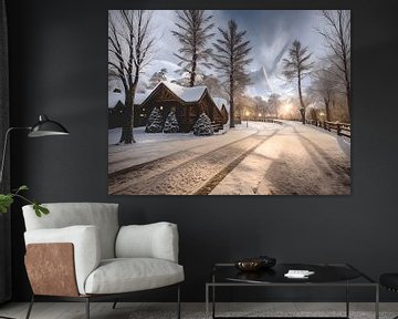 besneeuwde weg langs huis van TrishaVDesigns