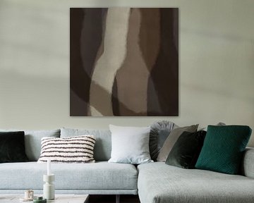 Art abstrait moderne. Formes et lignes en marron et beige sur Dina Dankers