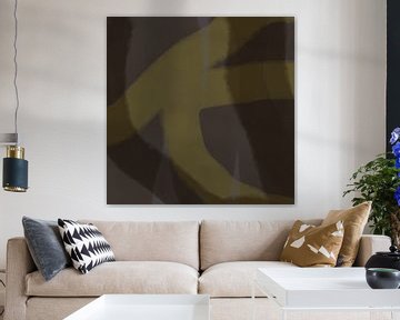 Modern abstract art. Shapes and lines in mustard and terra by Dina Dankers