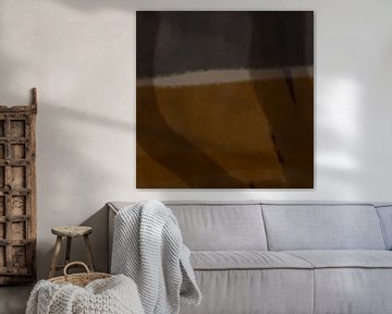 Modern abstract art. Shapes and lines in taupe, brown, terra by Dina Dankers