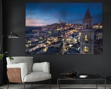 Blauw uur boven de Sassi van Matera. Italië van Stefano Orazzini