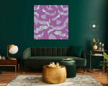 Modern botanical. Leaves in lilac purple by Dina Dankers
