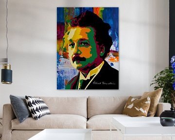 Albert Einstein kleurrijke abstracte kunst 2 van Andika Bahtiar