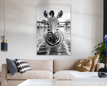 Zebra in the pool by BlackPeonyX