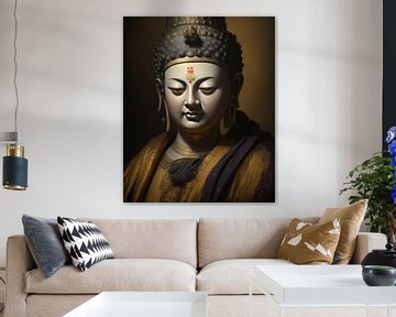 Buddha in klassischen Farben.