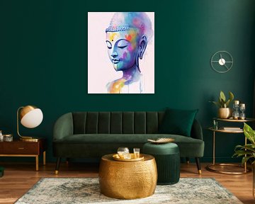 Watercolour portrait of Buddha