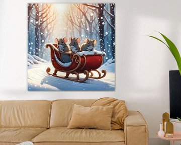 Mice in the sleigh by De Kinderkamer