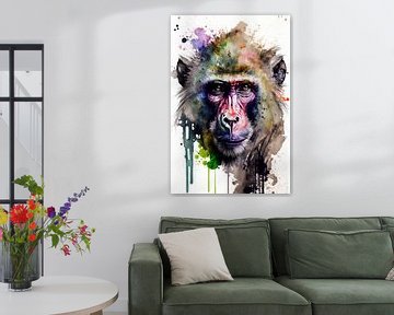 Baboon - Watercolour by New Future Art Gallery