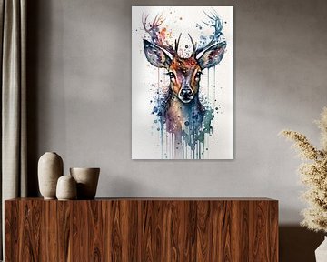 Deer - Watercolour by New Future Art Gallery