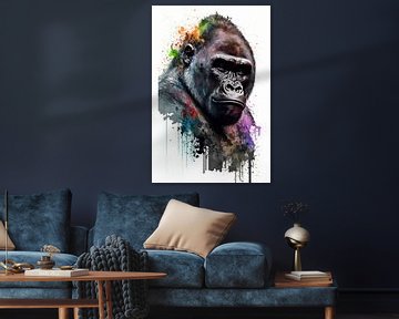 Gorilla - Watercolour by New Future Art Gallery