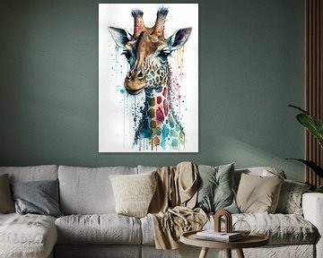 Giraffe - Aquarel van New Future Art Gallery