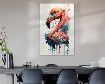 Flamingo - Aquarel van New Future Art Gallery