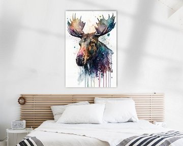 Moose - Watercolour by New Future Art Gallery