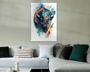 Buffalo - Watercolour by New Future Art Gallery