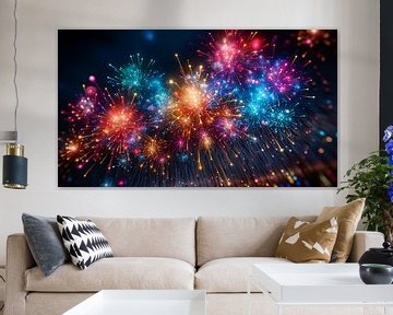 Neon fireworks in the sky by Animaflora PicsStock