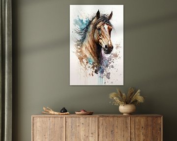 Cheval - Aquarelle sur New Future Art Gallery