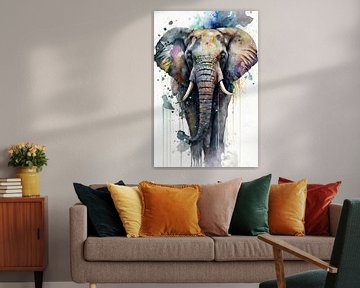 Éléphant - Aquarelle sur New Future Art Gallery