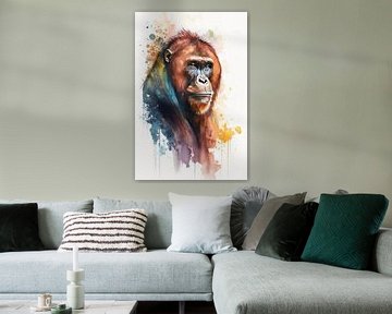 Orang-oetan - Aquarel van New Future Art Gallery