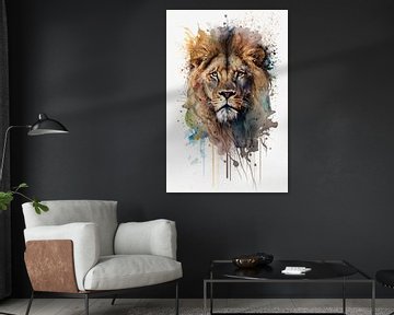 Lion - Watercolour by New Future Art Gallery