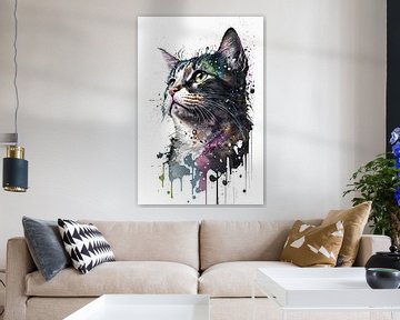 Katze - Aquarell von New Future Art Gallery