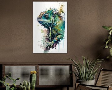 Chameleon - Watercolour by New Future Art Gallery