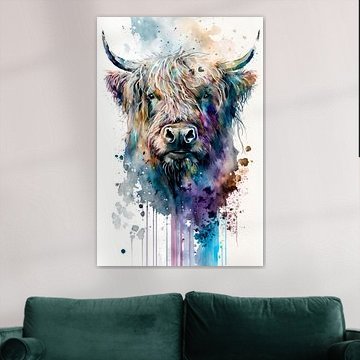 Schottischer Highlander - Aquarell von New Future Art Gallery