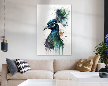 Pfau - Aquarell von New Future Art Gallery