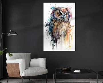 Owl - Watercolour by New Future Art Gallery