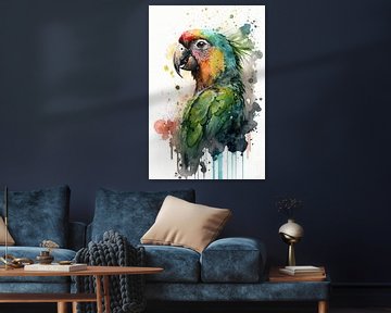Papagei - Aquarell von New Future Art Gallery