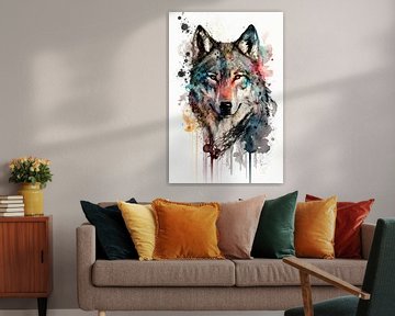 Wolf - Aquarel van New Future Art Gallery