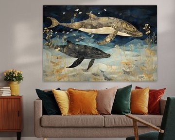 Whales in the sea by Artsy
