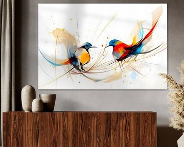 Abstracte kleurrijke vogels van haroulita