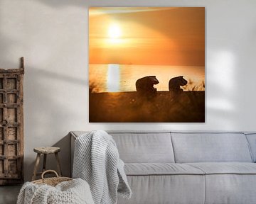 Strandkörbe im Sonnenaufgang am Meer an der Ostsee von Voss Fine Art Fotografie