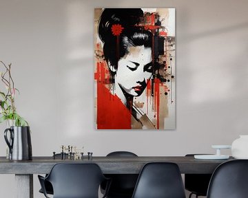 Essence de geisha abstraite - Impression de collage minimaliste sur Dream Designs art work