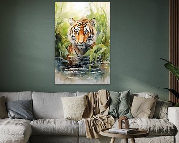 Tigre dans le marais sur Uncoloredx12