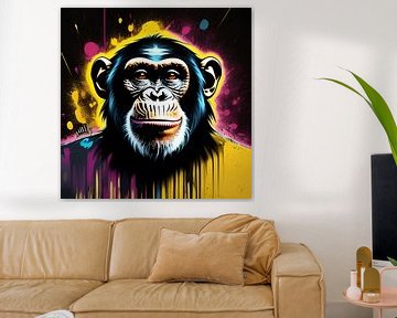 Banana Beat, een vrolijk apen portret van een chimpansee van The Art Kroep