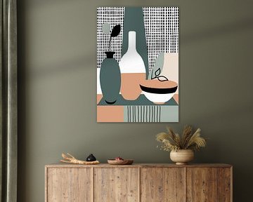 Still life with vase (13), Retro Boho by Sabine Minten