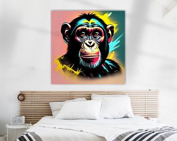 Chilly Chimpanzee, portrait d'un singe sur The Art Kroep