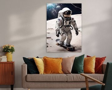 Astronaut Playing Skateboard by Vicky Hanggara