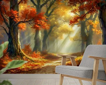 Autumn in an oak forest by Kees van den Burg