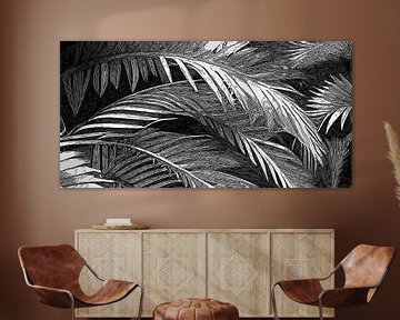 Palmbladeren in zilver, wit en zwart van Anna Marie de Klerk