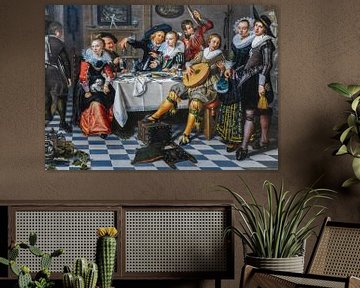 Compagnie en fête, Isack Elias, vers 1620 sur Hans Levendig (lev&dig fotografie)