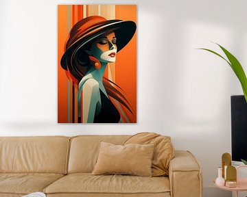 Art Deco vrouwenportret illustratie minimalistisch #3 van Skyfall