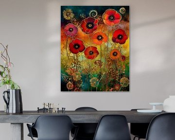 Colourful poppies. by Carla van Zomeren